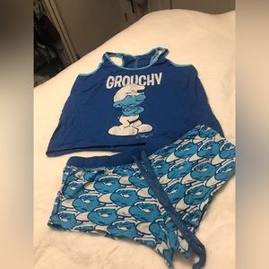 Smurf shortie and tank pajamas